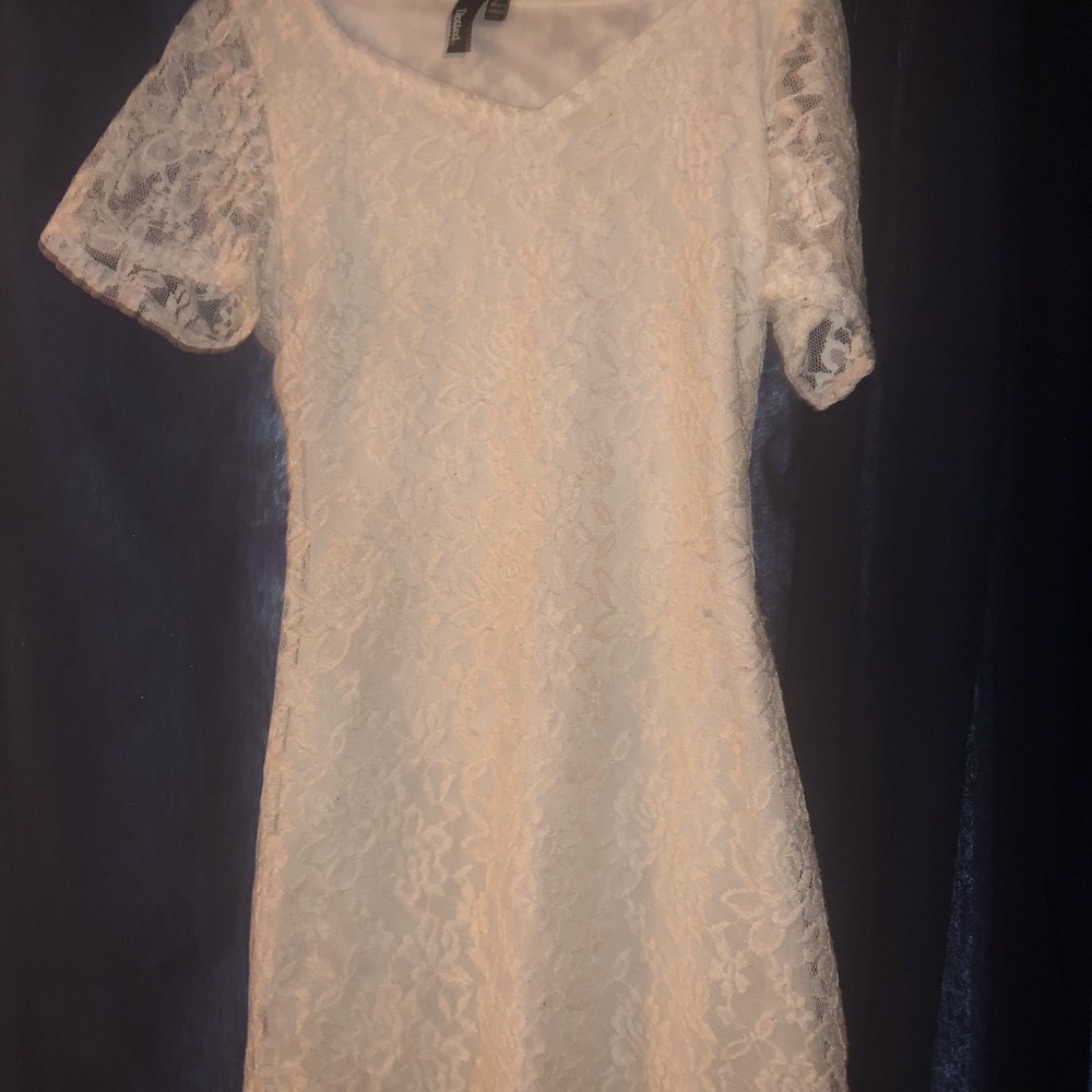 White dress with lace overlay